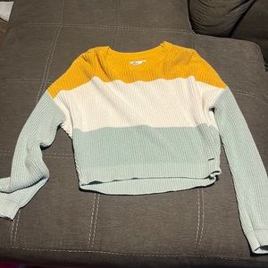 Blue, white and yellow sweater